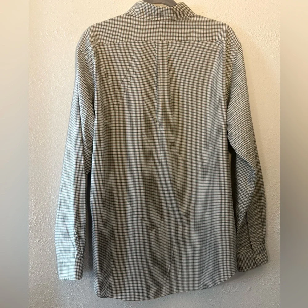 Preppy Ralph Lauren Green & Beige Button Down Shirt Mens Size XL Long Sleeve